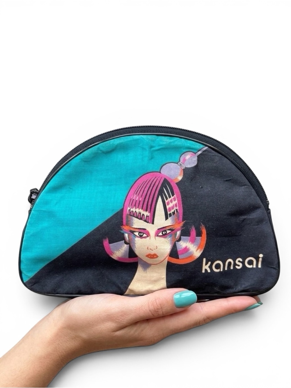 Rare Vintage 70s Kansai Yamamoto Graphic Cosmetic Bag Clutch David Bowie Era
